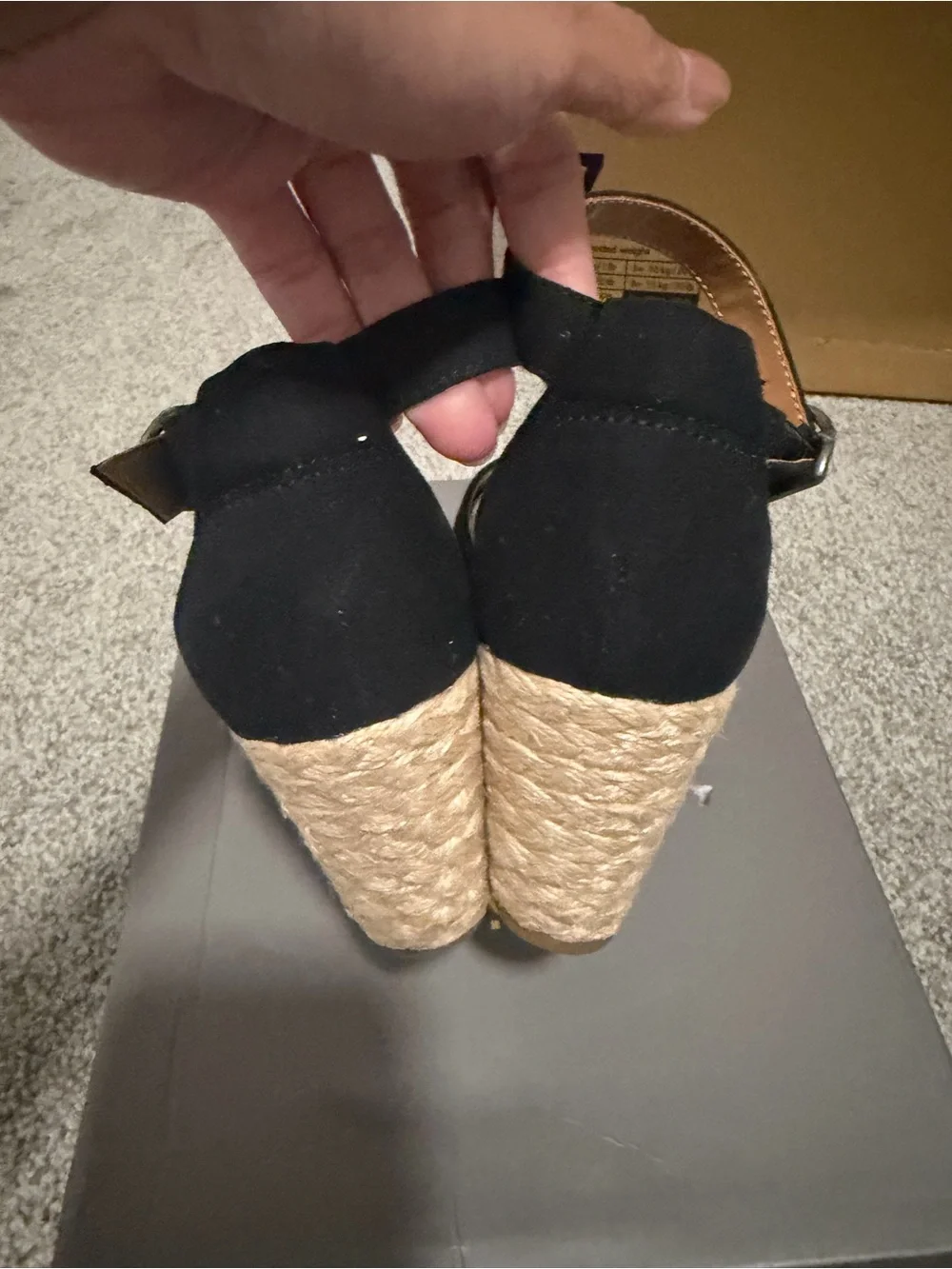 “New” Style & Co. Black Espadrille Wedge Sandals with Ankle Buckle size6
